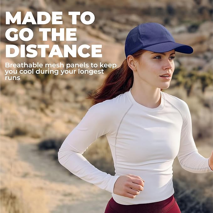 Tough Headwear Baseball Running Cap - Lightweight Quick-Drying Athletic Hat for Men & Women - Sweat-Wicking