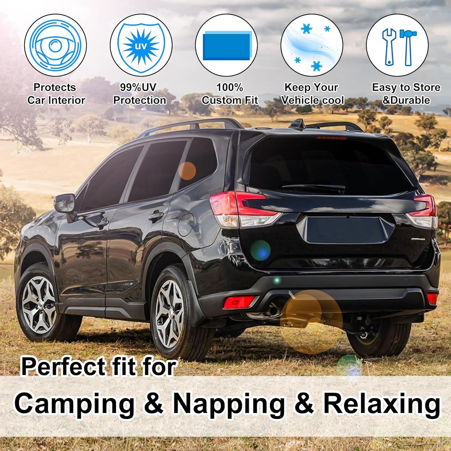 TINGLU Window Shades for Subaru Forester 2019-2024 Accessories Car Side Full Windows Rear Triangular Windshield Sun Shade Sun UV Rays & Privacy Protection for Camping,Napping,and Relaxing 8PCS