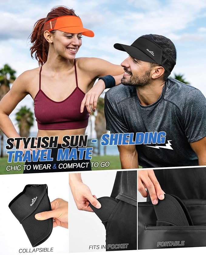 GXCROR Sports Sun Visor Hat Men Women, Lightweight Breathable Quick Dry Sports Sun Hat for Running Golf Tennis