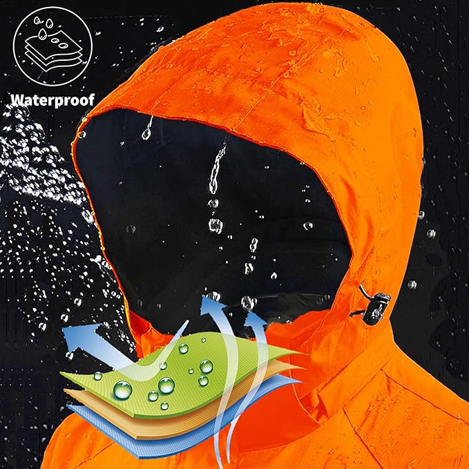 Mens Lightweight Waterproof Jacket Windproof Rain Hooded jackets for Running Hiking Cycling Travel M-7XL