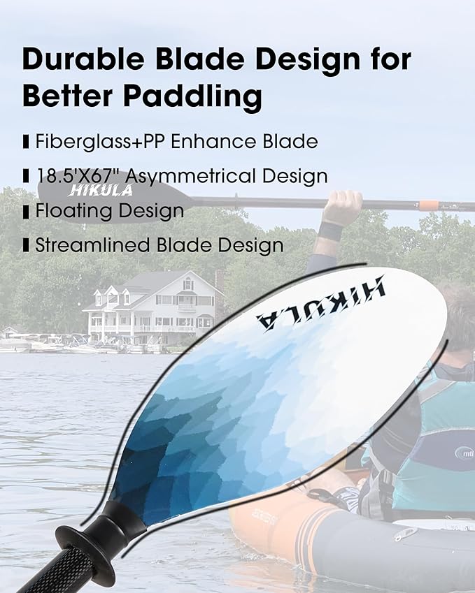 Adjustable Kayak Paddle with Carbon Shaft and PP Blade Available in 220-230/220-240/230-250cm Floating Lightweight Kayak Oars with Original Pattern