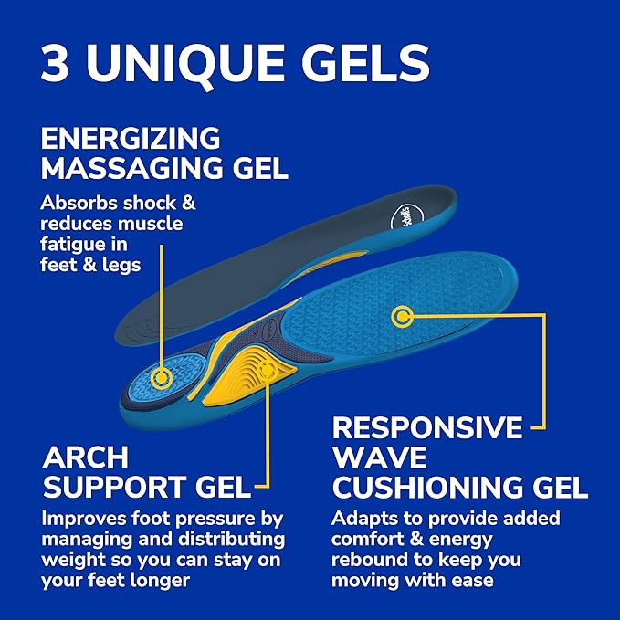 Dr. Scholl’s Energizing Comfort Women’s Everyday Insoles with Massaging Gel - Clinically Proven, All-Day Energy and Comfort Inserts, Patented Triple Gel Design, Shock Absorbing, Arch Support: 2 Pairs
