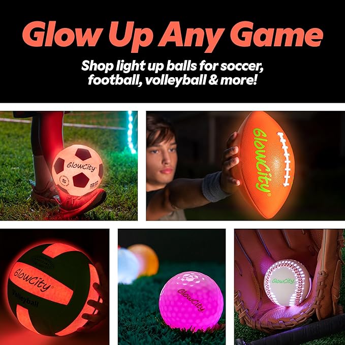 GlowCity Glow in The Dark Basketball for Teen Boy - Glowing Red Basket Ball, Light Up LED Toy for Night Ball Games - Sports Stuff & Gadgets for Kids Age 8 Years Old and Up. Great Gift for Boys & Girls