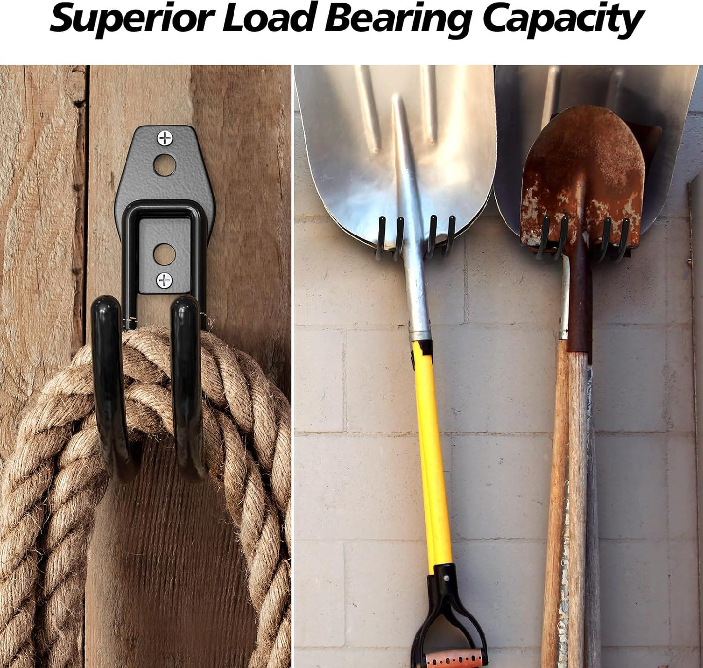 8 Pack 5.5x4.1 inch J Heavy Duty Garage Hooks,Solid Steel Wall Mount Hangers,with Anti-Slip Coating,for Hanging and Organising Ladder,Bike,Ropes,Broom,Garden,Yard and Power Tools