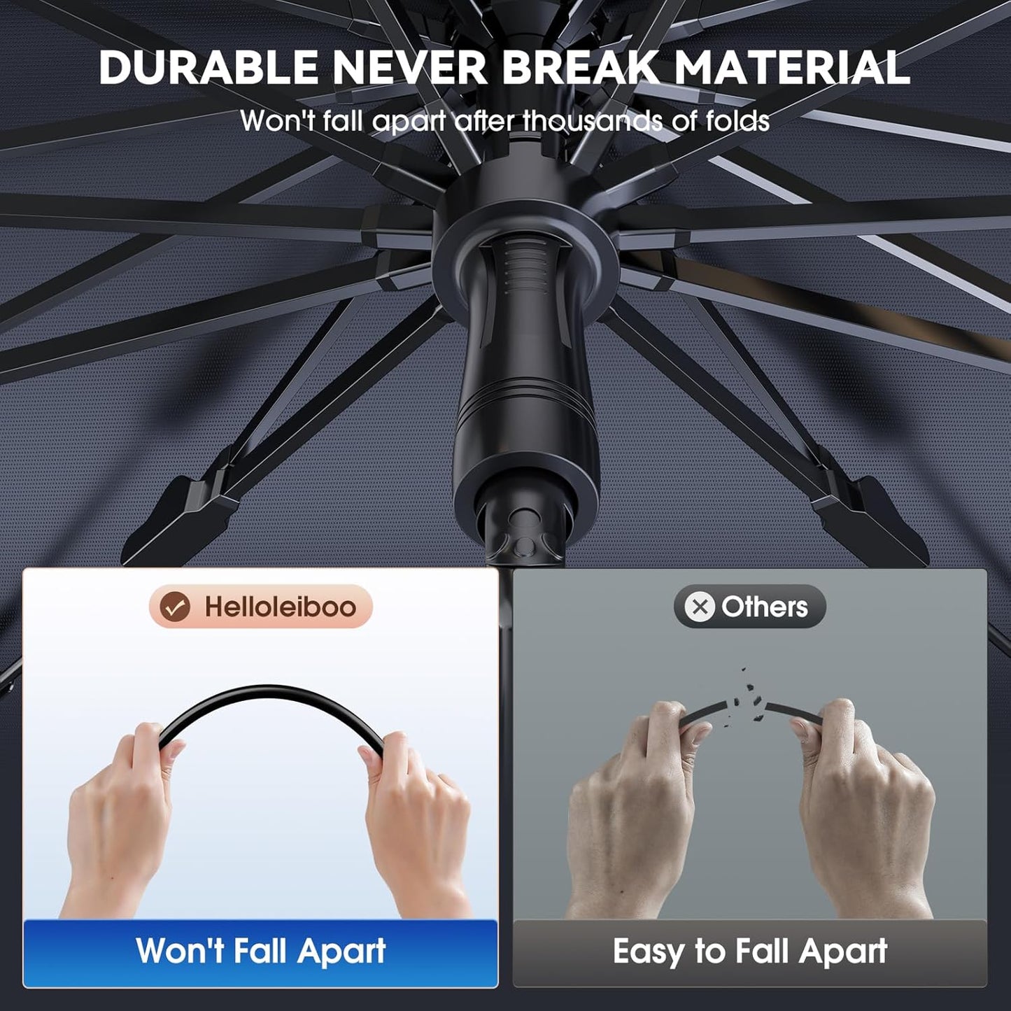 helloleiboo [2025 Upgrade] Car Windshield Sun Shade for Tesla Cybertruck-Foldable Windshield Sun Shade 64 * 58-Reflects UV Automotive Interior Sun Protection Easy to Use/Store