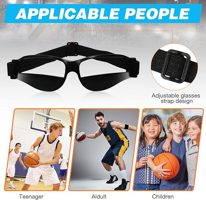 Weewooday 8 Pack Basketball Dribbling Goggles Adjustable Sport Training Glasses Black Dribble Goggles for Basketball Training Equipment for Men
