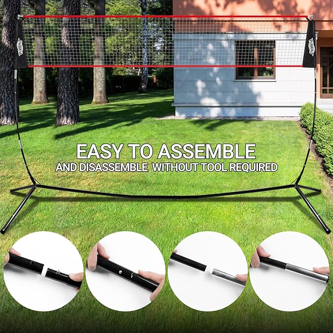 20FT Volleyball Training Net, Height Adjustable Volley Ball Nets for Hitting,Serving Spiking Practice,Portable Volleyball-Net for Beach Indoor Outdoor Bacyard| with Carryingbag & Sandbags