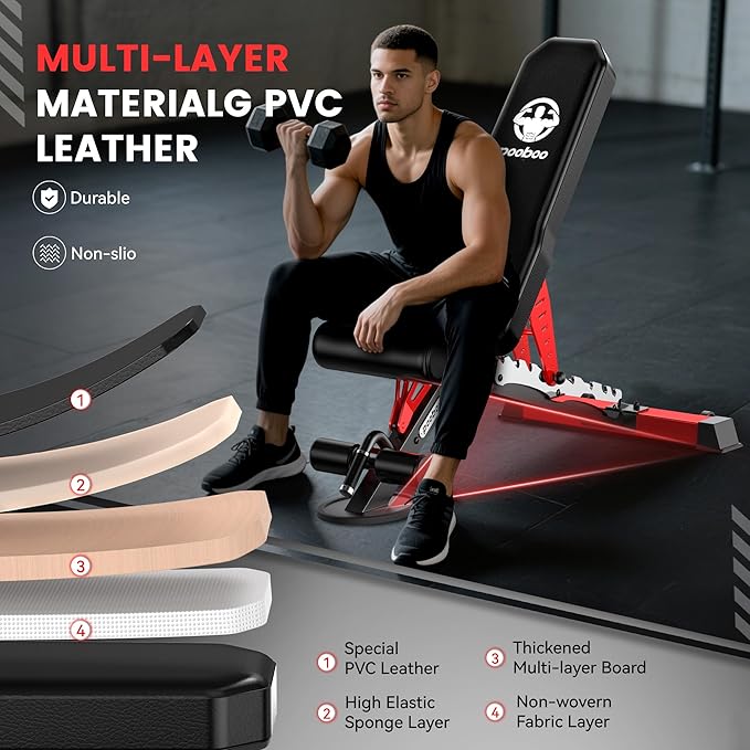 Pooboo Multi-Functional Machine Power Cage, 2000LB Squat Rack, LAT-Pull Down System, Dual Pulley Cable Crossover System, Home Gym Workout Machine with Strength Training Attachments