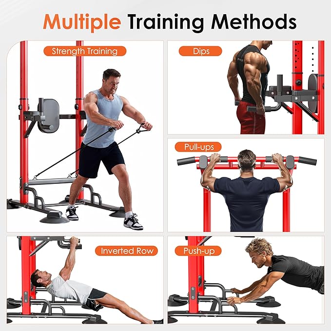 SogesPower Power Tower Pull Up Bar Station, 12-Level Adjustable Multi-Function Pull Up Dip Station for Home Gym, Pull Up Bar Stand Dip Bar Strength Training Fitness Equipment