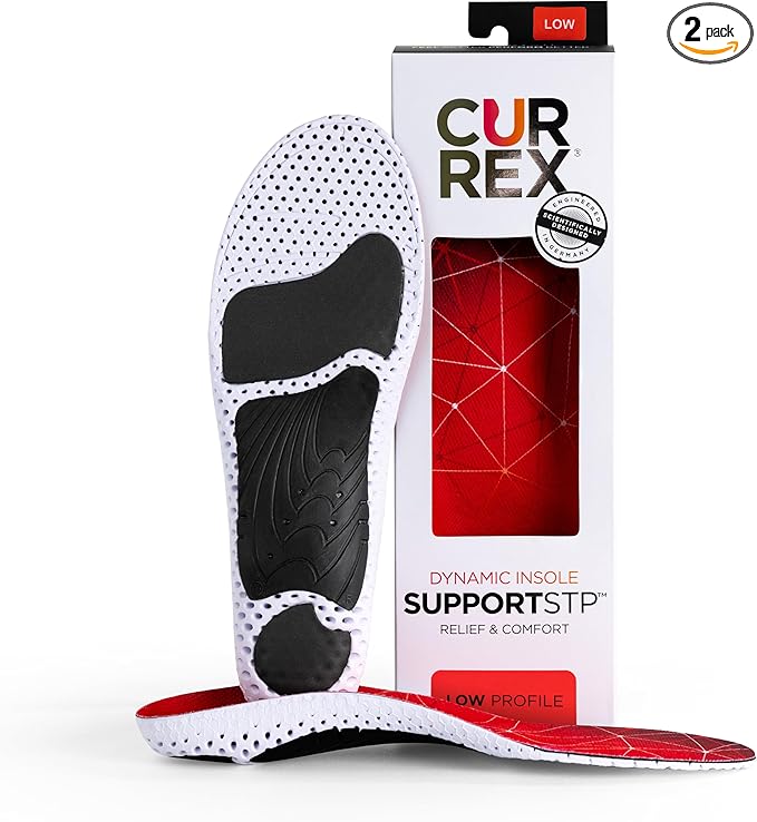 CURREX SupportSTP – Arch Support Insole w/Superior Cushioning & Airflow, Heavy Duty Shell for Less Fatigue – Comfort, Athletic, Casual and Work Shoe Inserts, Men & Women – Low Arch, Medium
