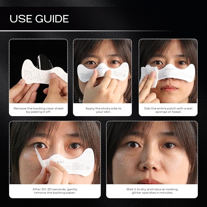 Face Glitter Freckles, Makeup Patches-Silver-Face Glitter Speckles Patches, 4pcs