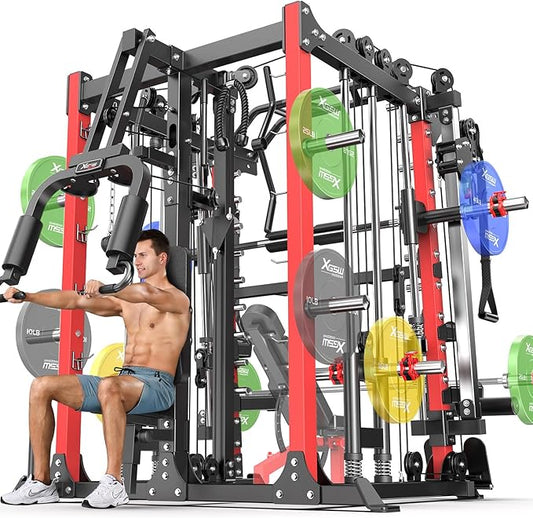 Power Cage,1600lbs Multi-Function Power Rack with Adjustable Cable Crossover System and More Training Attachment, Weight Cage for Home Gym
