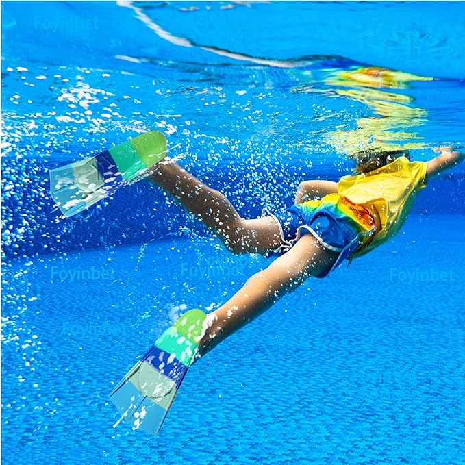 Kids Swim Fins,Short Kids Fins Youth Swimming Flippers for Lap Swimming Training for Children Girls Boys Beginners