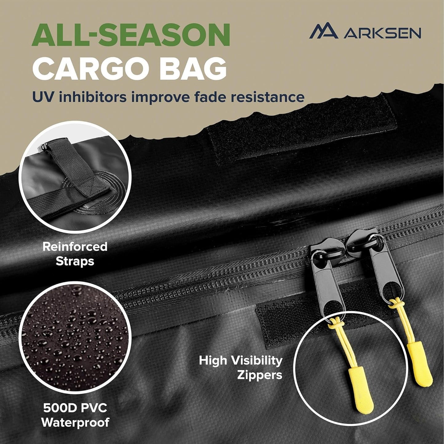 ARKSEN 64 x 39 x 6 Inch Universal 150LB Heavy Duty Roof Rack Cargo with 500D PVC Waterproof Cargo Bag, Car Top Luggage Holder Carrier Basket for SUV, Truck or RV Camping Storage Steel Construction