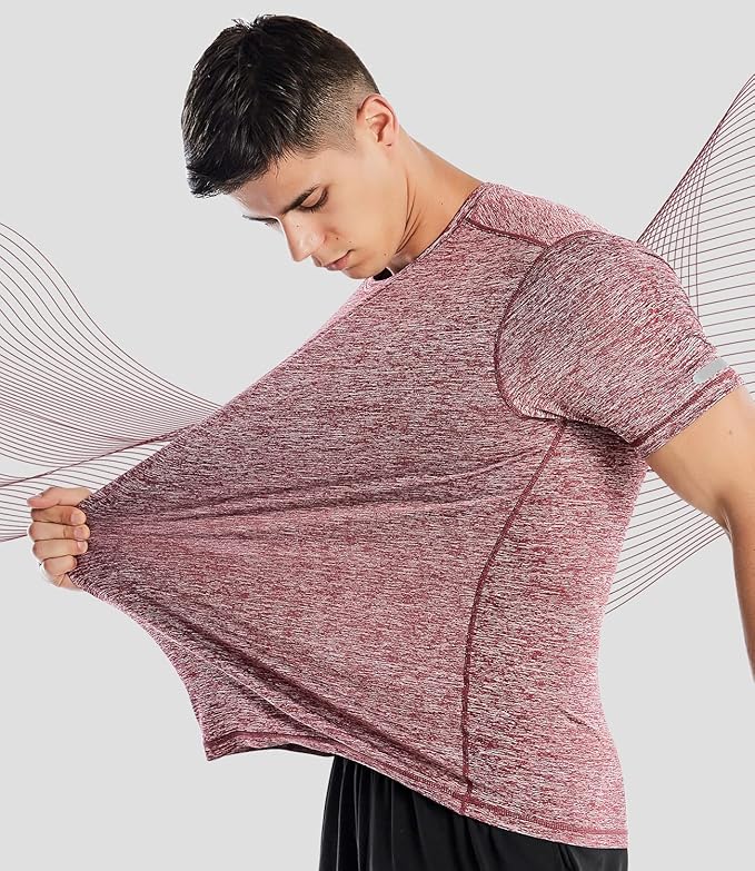 Zengjo Athletic Shirts for Men Short Sleeve Quick Dry Workout Running Gym Sport Exercise Tee Moisture Wicking
