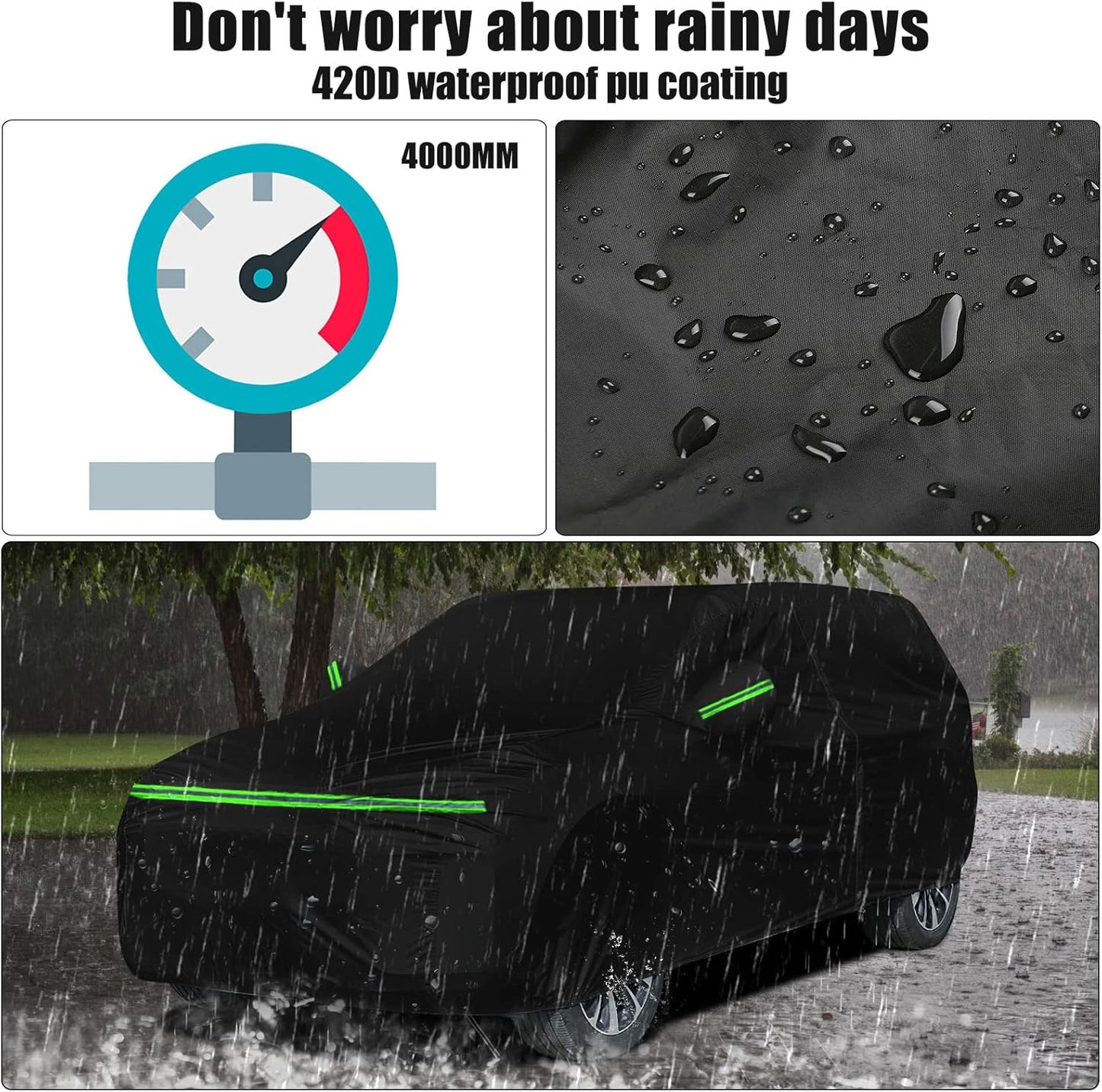 Waterproof Car Cover Compatible with Chevrolet Traverse LT/LS/RS/Premier/High Country 2009-2023, 420D All Weather Car Covers with Zipper Door for Snow Rain Dust Hail Protection