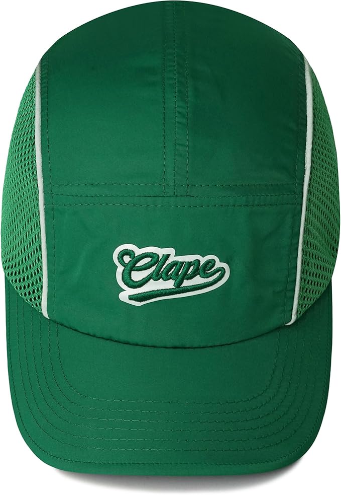 CLAPE Quick Dry 5 Panel Hat for Men, Breathable Mesh Short Brim Baseball Cap, Reflective Ajustable Outdoor Sport Running Hat