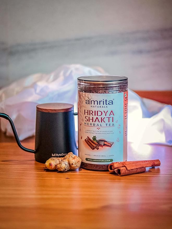 Amrita Naturals Hridya Shakti Herbal Tea 500g x 2 Pack Arjun Bark Instant Blend Caffeine Free Vegan Gluten Free No Artificial Additives Natural Plant Based Herbal Tea Powder