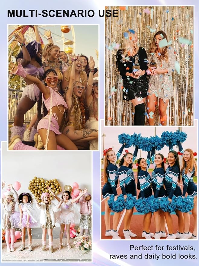 Body Glitter Face Glitter for Women Kids, 12 Colors Halloween Face Glitter, Hair Glitter Gel, Cheer Makeup Stuff, Face Painting Kit Rave Festival Party Christmas Makeup Accessories