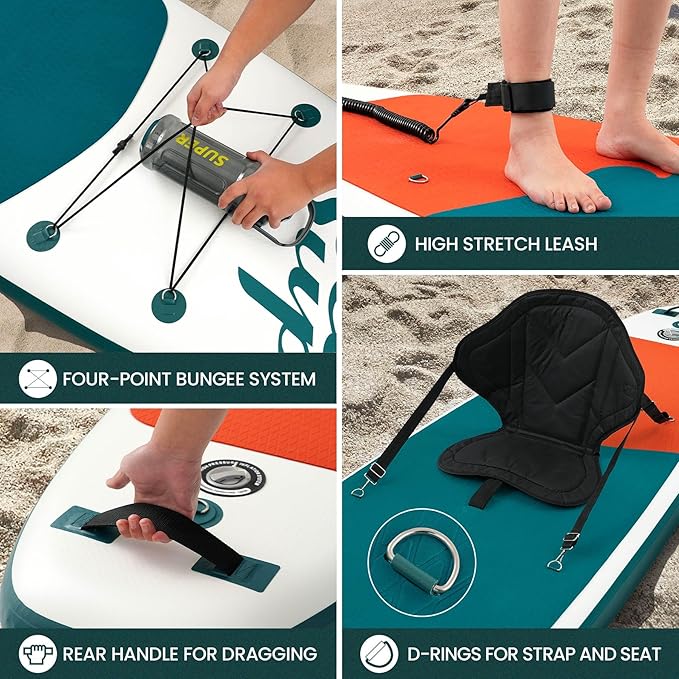 Inflatable Stand Up Paddle Board with Sup Board Accessories, Durable, Lightweight,Wide Stable Design,Wide Non-Slip Deck, Non-Slip Comfort Deck Pink Paddle Board for Women & Girls