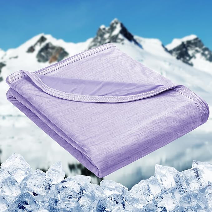HOMFINE Cooling Blankets for Hot Sleepers - Summer Blanket Thin Lightweight Breathable Soft Double Side Enhanced Cooling for Bed Couch Sofa, Keep Cool for Night Sweats (Purple, 108 x 90 inches)