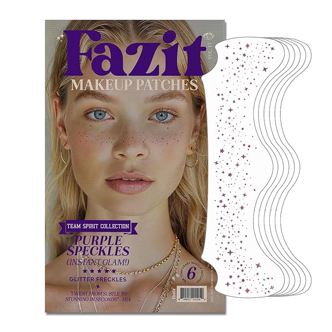 Fazit Makeup Patches - Face Makeup Patches - Beauty Face Makeup - Purple Speckles - Waterproof Purple Speckles - Temporary Face Purple Speckles For Women - 6 count