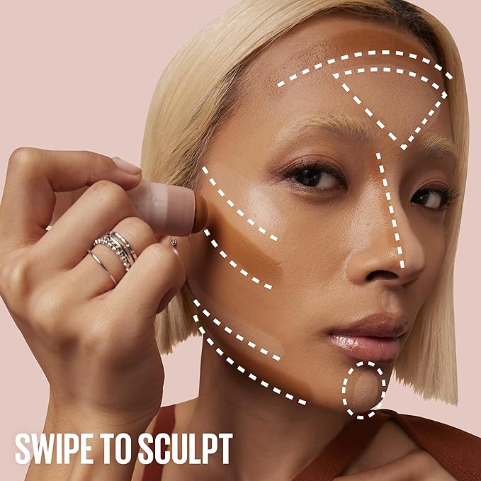 Maybelline Lifter Stix Multi-Use Face Stick - Contour, Bronzer, Concealer and Foundation Stick, All-In-One Creamy Face Makeup with Cranberry Seed Oil, 50, 1 Count