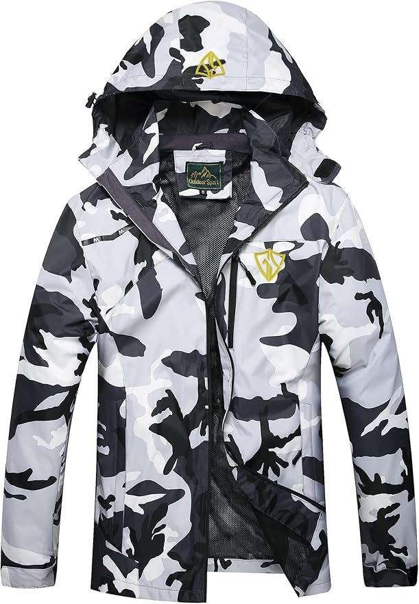 GIISAM Mens Windproof Jacket Waterproof Lightweight Mountain Sport Jacket for Men Hooded Windbreaker Raincoat