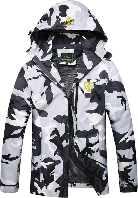 GIISAM Mens Windproof Jacket Waterproof Lightweight Mountain Sport Jacket for Men Hooded Windbreaker Raincoat