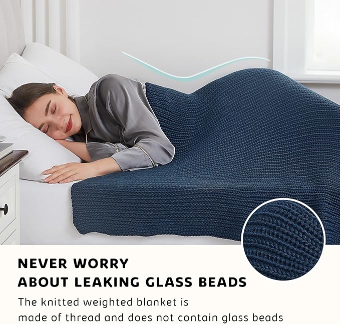 L'AGRATY Knitted Weighted Blanket - 48"x72" 12lbs Cooling Chunky Knit Heavy Blanket for Adults Braided Crochet Throw Thick Cable Yarn Knit Decorative No Beads Evenly Weighted Machine Washable