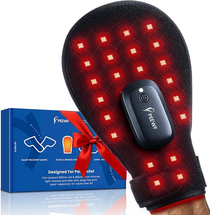 Wireless Red Light Therapy Glove for Hands – 660nm & 850nm Near-Infrared | Pain Relief for Arthritis, Carpal Tunnel, Sore Muscles | 30 LEDs + Built-in Gentle Heating Wires | Breathable | Auto Shut-Off