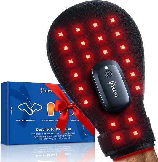 Wireless Red Light Therapy Glove for Hands – 660nm & 850nm Near-Infrared | Pain Relief for Arthritis, Carpal Tunnel, Sore Muscles | 30 LEDs + Built-in Gentle Heating Wires | Breathable | Auto Shut-Off