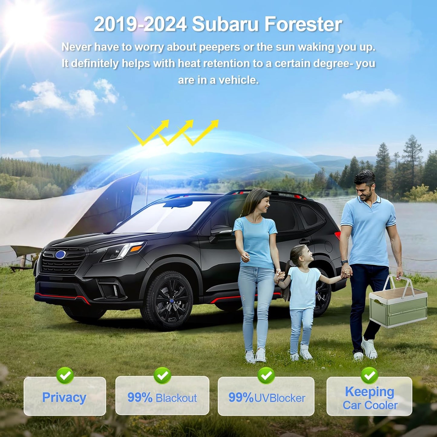 8pcs Car Window Shades for Subaru Forester 2019-2024 Accessories,Windshield Side Rear Full Sunshade,Sun Visor UV Blocking, Privacy Protection and Blackout for Camping Outdoor