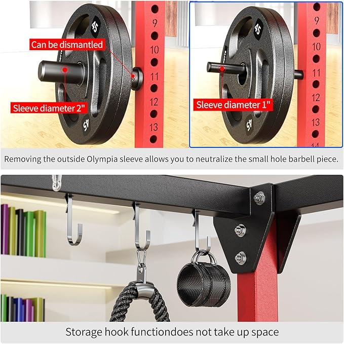 Power Rack Power Cages Multi-Function Squat Rack with Cable Crossover System Selectable More Training Attachment Weight Cage for Garage Home Gym