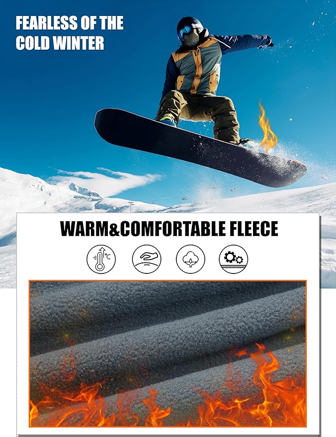 MAGCOMSEN Snow Pants for Men Water Resistant Fleece Lined 5 Zipper Pockets Winter Snowboard Hiking Insulated Ski Pants