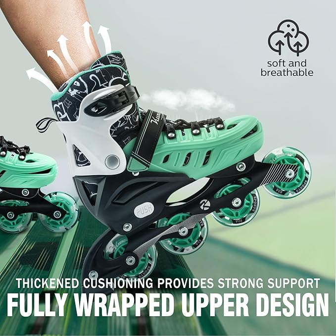 Inline Skates for Kids and Adult, Adjustable Fun Illuminating Skates for Girls, Boys, Women and Men Outdoor and Indoor, Beginner