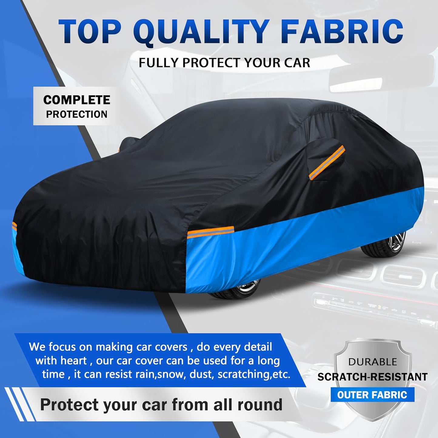 Car Cover Waterproof All Weather Outdoor Windproof Dustproof UV Protection Fit Coupe BMW 6 Series/7 Series/i7,Chevrolet Bel Air/Chevelle,Dodge Challenger etc.