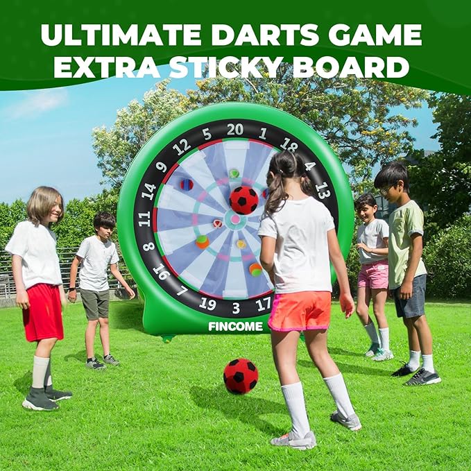 Inflatable 6ft Giant Dartboard, Golf Darts Kick Darts, Soccer & Throw Darts Game with Pump, 2 Kickball, 4 Throw Balls, 20 Golf Balls, Chipping Mat, Giant Dart Board Target Yard Games