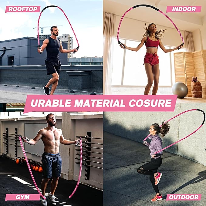 HPYGN Jump Rope, Weighted Jump Rope for Men women, 2.8lb 3.8lb 5lb Heavy Skipping Rope for Exercise, Adult Jumpropes for Home Workout, Improve Strength and Building Muscle,Total Body Workout Equipment