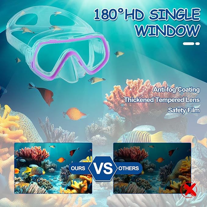 Hoolerry 4 Pcs Kids Nose Goggles Swim Goggles with Nose Cover for 3-8 Tempered Glass Snorkel Dive Mask Anti Fog with Elastic Strap No Leak Swimming Mask for Summer Diving Snorkeling