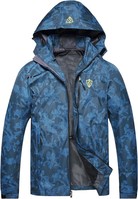 GIISAM Mens Windproof Jacket Waterproof Lightweight Mountain Sport Jacket for Men Hooded Windbreaker Raincoat