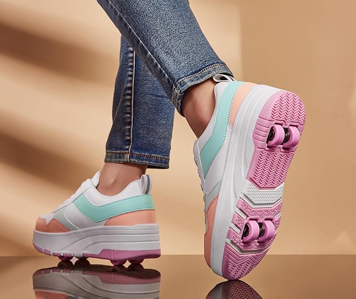 Roller Skate Shoes for Kids Girls Boys Detachable Wheeled Fashion Sneakers