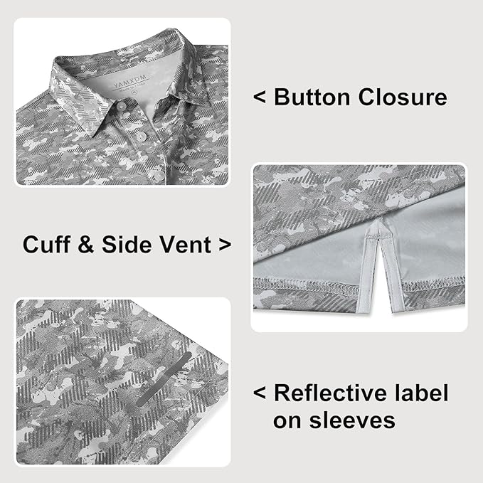 Golf Shirts for Men - Moisture Wicking Short Sleeve Performance Sport Casual Striped Collared Mens Polo Shirt