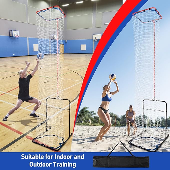 Volleyball Setter Training Equipment 8 Adjustable Heights,Sturdy and Durable 130inch Volleyball Setter Training Net 6 Adjustable Angles for Indoor and Outdoor Training