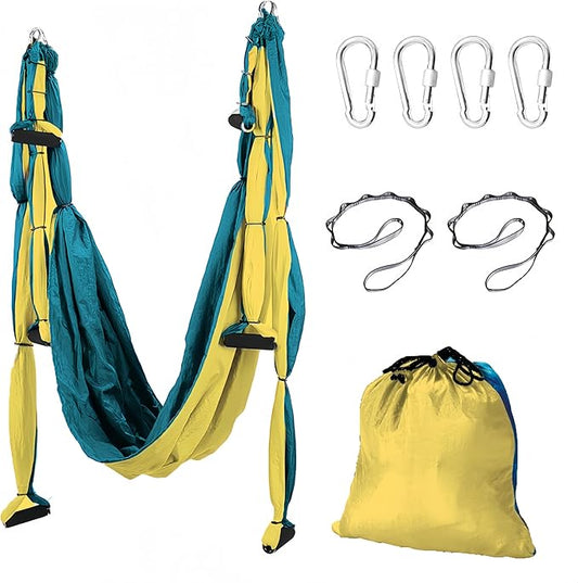 Premium Aerial Yoga Swing Hammock Inversion Therapy with 2 Free Extension Straps Easy Install for Home & Gym Fitness