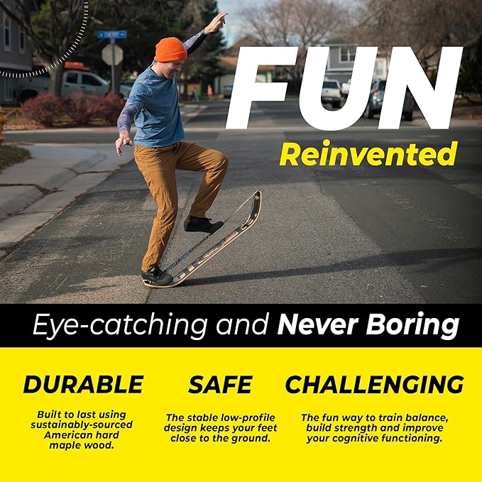 GIBBON SlackBoard - GiBoard Balance Board Kids & Adults - Slackline Balance Trainer - Slack Board Core Workout Equipment Home Gym Training - Standing Desk Exercise - Yoga, Agility, Pilates & More