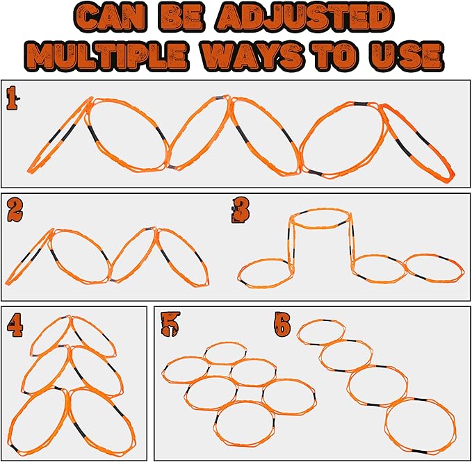 Hikeen Octagonal Agility Rings, Speed Rings, Youth Agility Footwork Training and Speed Hurdles Ladder, Fitness Equipment Sport Workout for Soccer, Home Gym, 6 Firm Rings Set