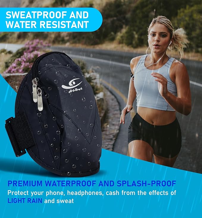 HiRui Universal Comfort Armband Phone Holder Running Armband Adjustable Wristband Phone Holder for Exercise Workout Compatible with iPhone 16/15/14/13/Plus/Pro Samsung Galaxy All Phones (Black)