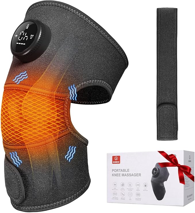 8 Modes & 20 Intensities Cordless Knee Massager with Heat [2025 Upgraded] Knee Brace for Arthritis Pain Relief,Muscle Relaxation,Heating Pad for Knee Shoulder Elbow,Gifts Ideas(Gray