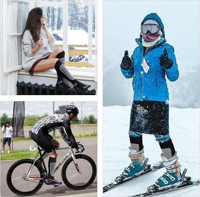 Hylaea Merino Wool Ski Socks, Cold Weather Socks for Snowboarding, Snow, Winter, Thermal Knee-high Warm Socks, Hunting